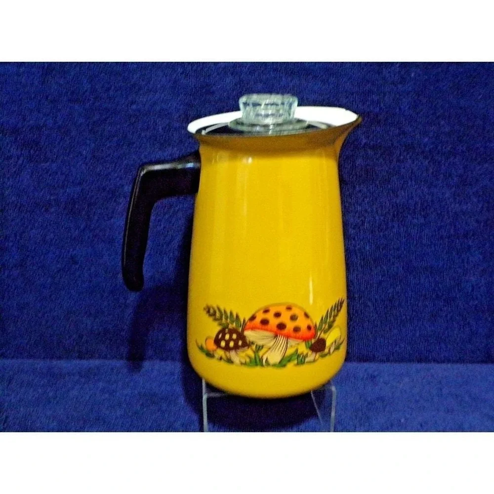 Vintage Sear's Merry Mushroom Gold Enamelware Perculator Coffee Maker Complete